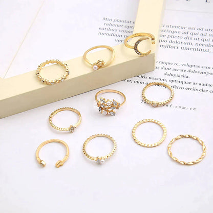 10-Pack Bohemian Silver and Gold Plated Rings